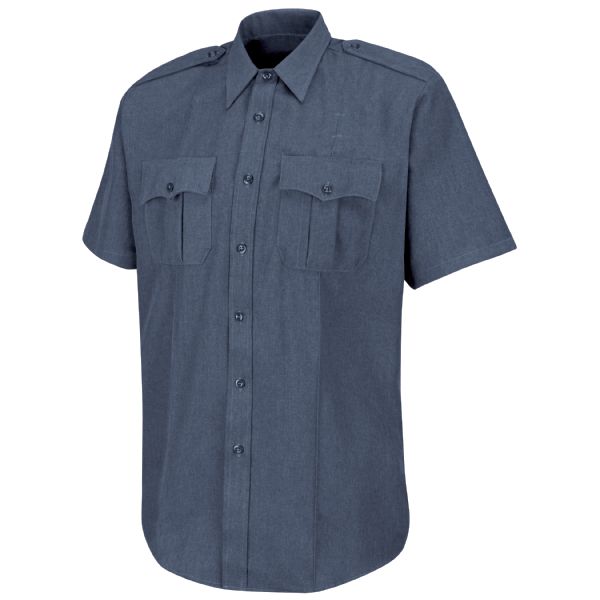 Horace Small Sentry Short Sleeve Shirt With Zipper Front-Dark Navy