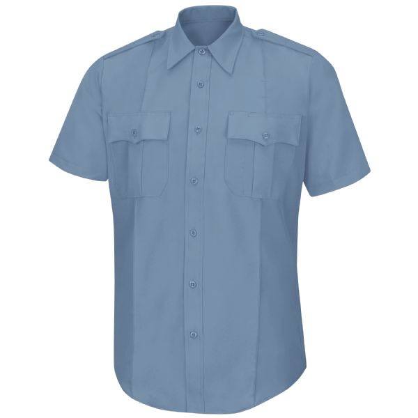 Horace Small Sentry Short Sleeve Shirt With Zipper Closure- Medium Blue