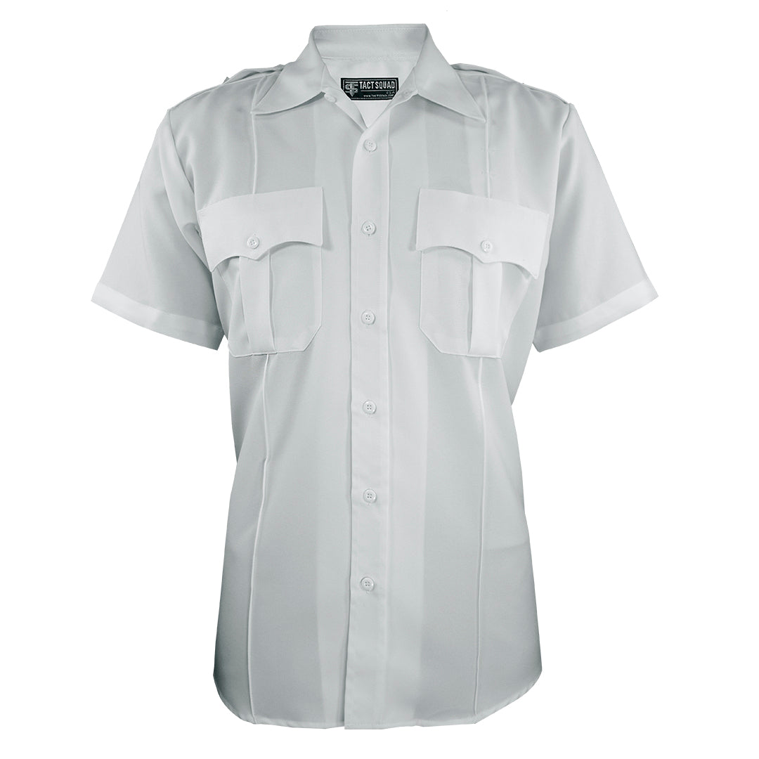 Tact Squad 8012 Men's Polyester Short Sleeve Uniform Shirt- White